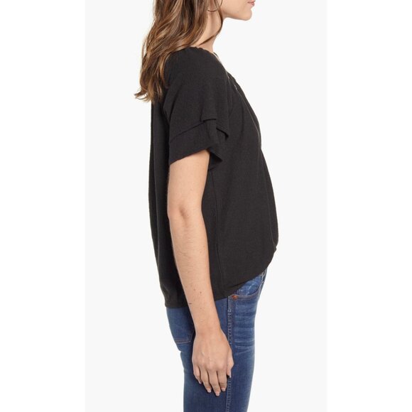 Madewell Tiered Sleeve Top - Black NEW WITH TAGS - Picture 3 of 6